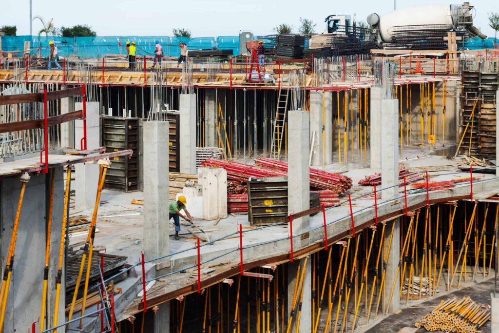 building new concrete houses scaled